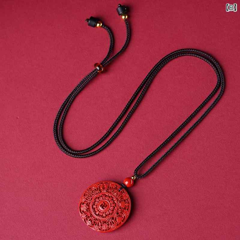 楽天市場】ネックレス 辰砂 卍 万字 八宝 羅針盤 八法具 ペンダント 赤