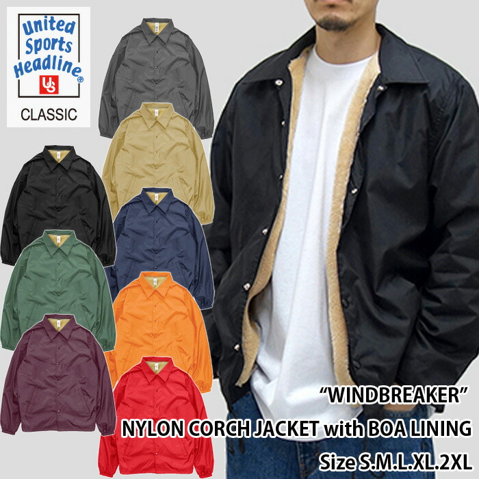 楽天市場】UNITED SPORTS HEADLINE/NYLON CORCH JACKET 裏ボア付き