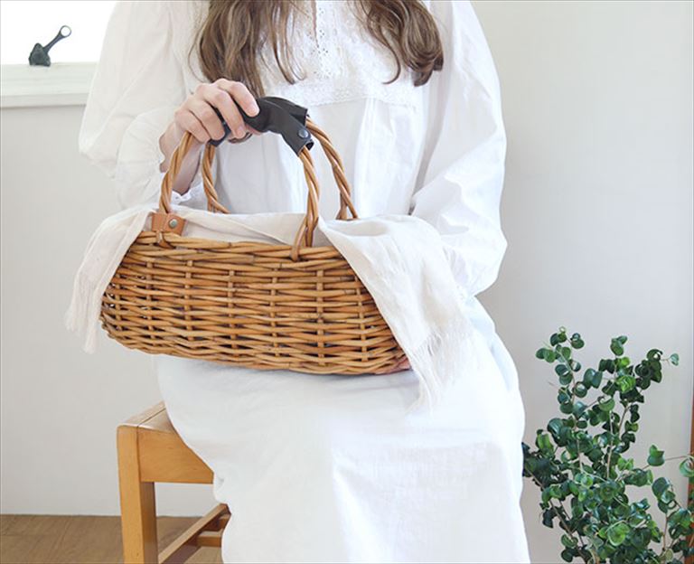 楽天市場】アラログ ロングバゲットかごバッグ ラタン 藤 収納かご 籠