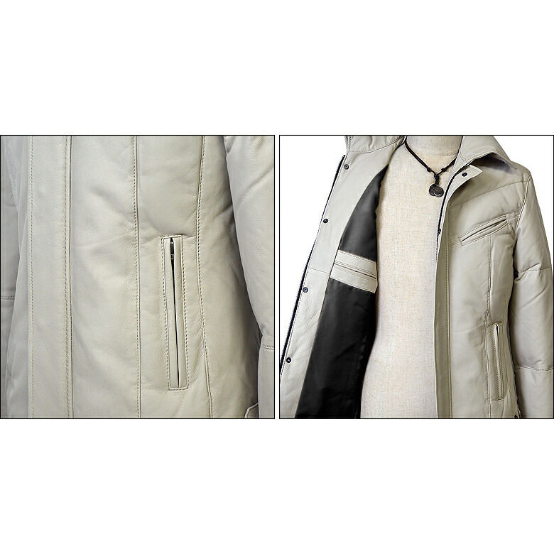 楽天市場】レザージャケット ラムレザー ダウンジャケット メンズ 本革