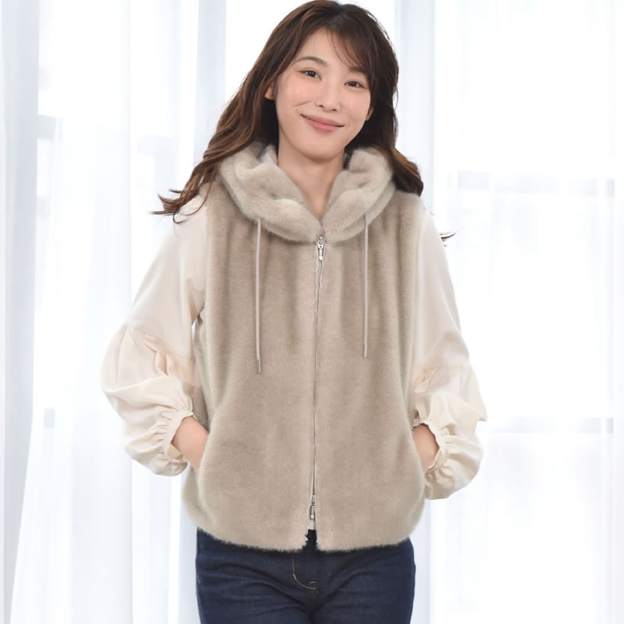 楽天市場】【 30％OFFクーポン】ミンクエコファー ダウンベスト ファー