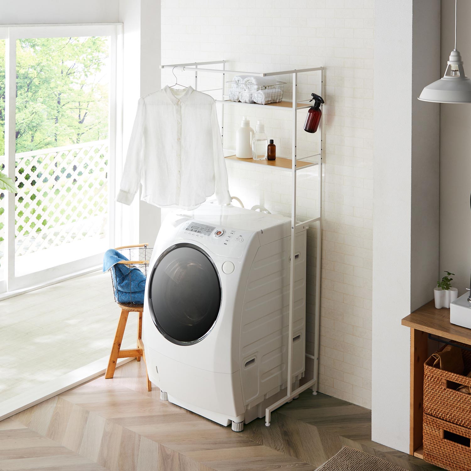 楽天市場】【公式】HEIAN SHINDO 洗濯機ラック ハンガーバー付き