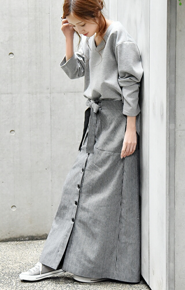 楽天市場】スカート ロングスカート レディース ストライプ マキシ