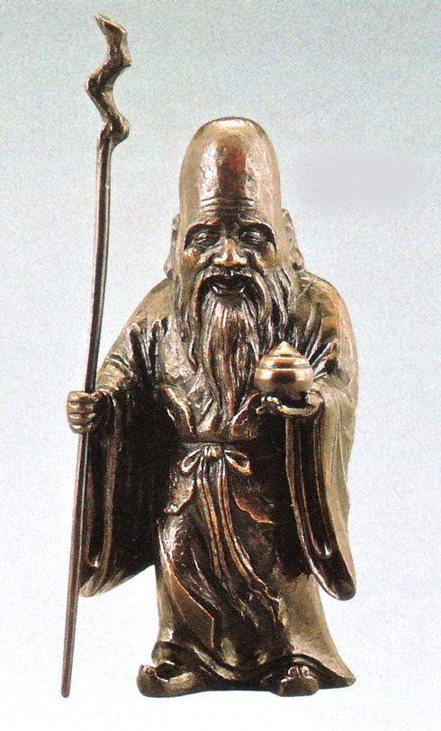 楽天市場】福禄寿の置物 木彫風福禄寿 般若純一郎作品 高岡銅器 送料