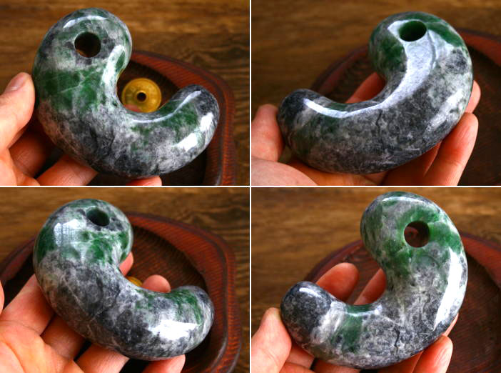 楽天市場】糸魚川翡翠巨大勾玉 M01398真隆 作98mm*70mm*30mm : 糸魚川