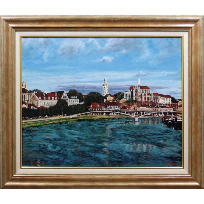 楽天市場】絵画 小川博 油絵・油彩画 『外国風景』 川 建造物 橋 空 街