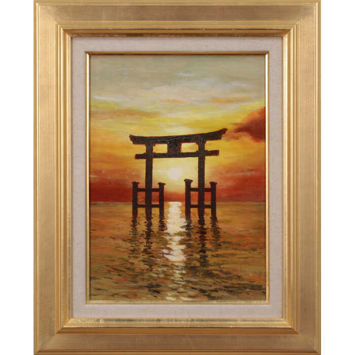 楽天市場】絵画 小林功 油絵・油彩画 『白髭神社鳥居の日の出（琵琶湖