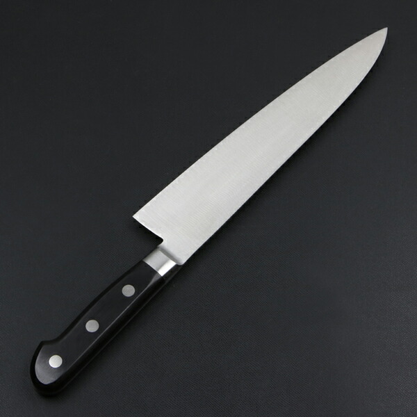 楽天市場】直澄作 牛刀 両刃 210mm 全鋼 共口金付き 黒合板柄（洋包丁