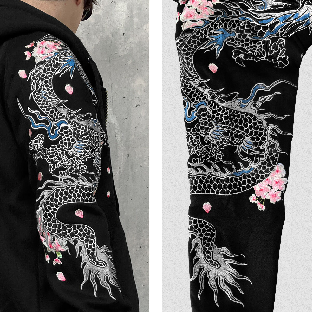 楽天市場】【12%OFF】パーカー 龍 メンズ スカジャン 黒 刺繍 和柄