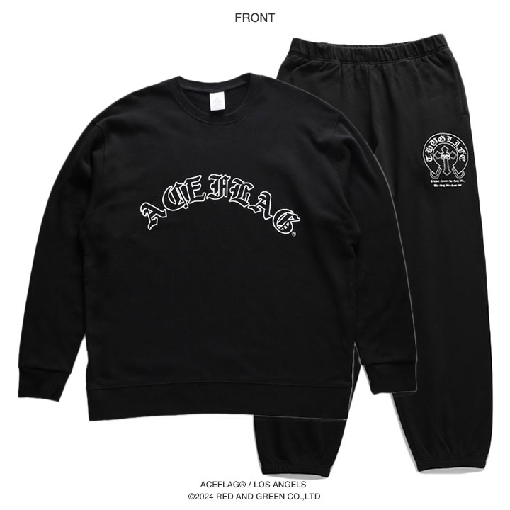 楽天市場】ACE FLAG 上下セット 長袖 ブランド メンズ 春秋冬用 黒