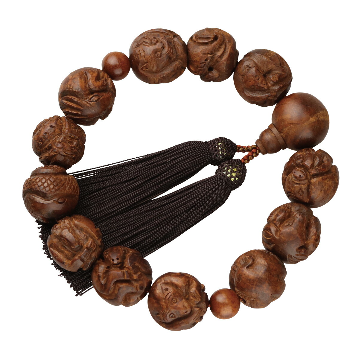 楽天市場】数珠 男性用 略式 京念珠 全宗派対応 麻梨木 十二支彫 正絹