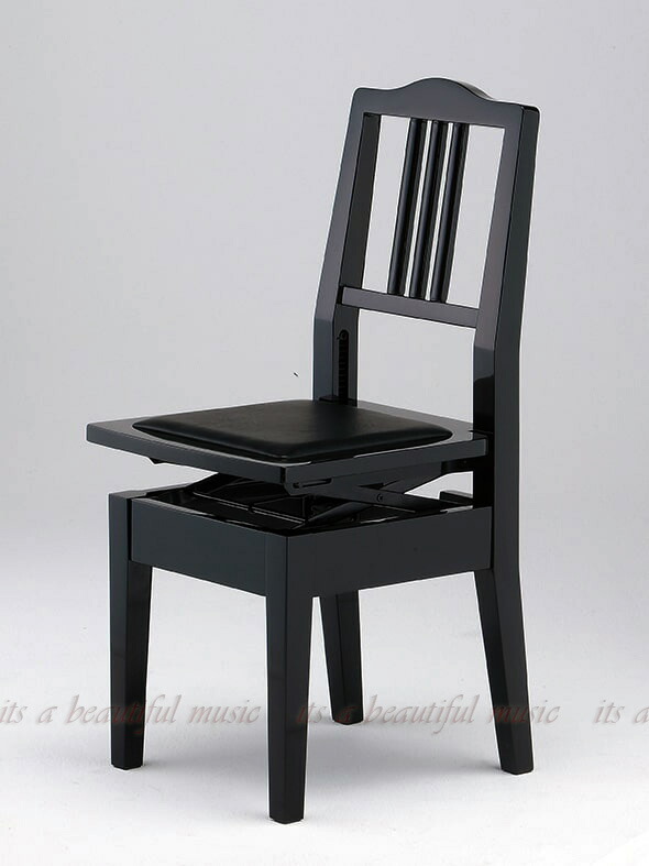 楽天市場】【its】背付きピアノ椅子 イトーシンNo.5（黒つや・黒座面