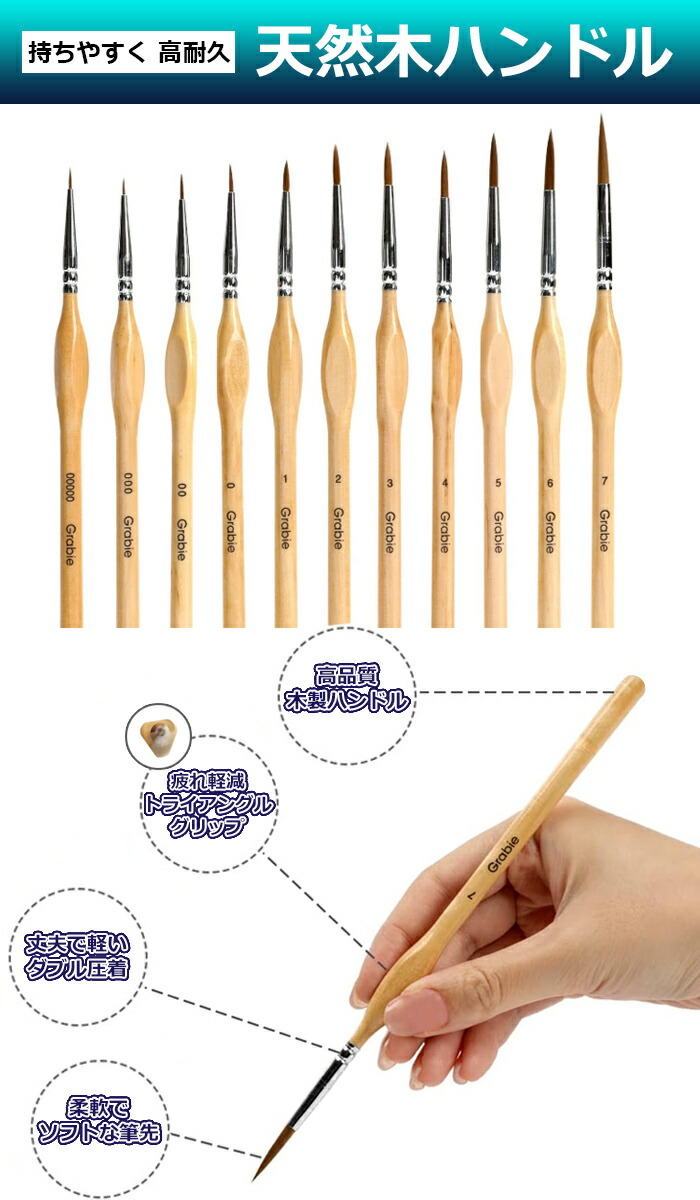 楽天市場】ペイントブラシセット 画筆 11本セット 絵筆 面相筆 勾線筆