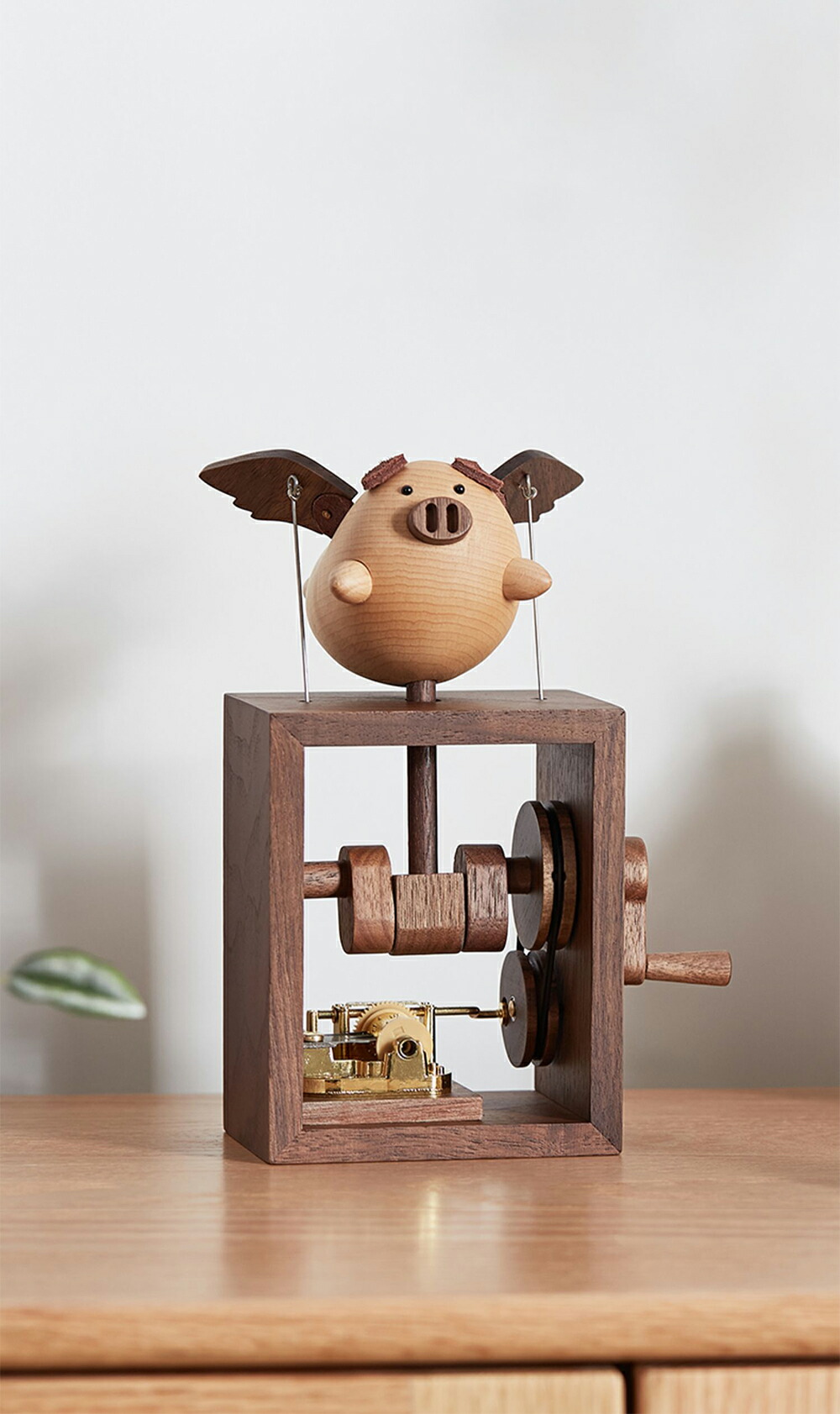 楽天市場】贅 木製 オルゴール 手回し 手動式 豚 ぶた Monkey 牛 銘木