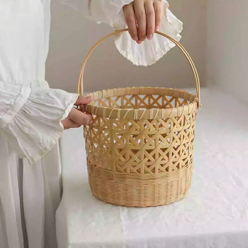 楽天市場】手提げ 竹かご 竹細工 竹 かご 手作り 竹籠 バスケット