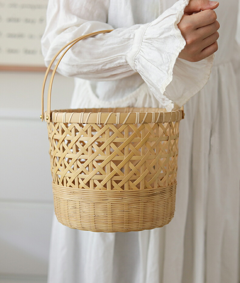 楽天市場】手提げ 竹かご 竹細工 竹 かご 手作り 竹籠 バスケット