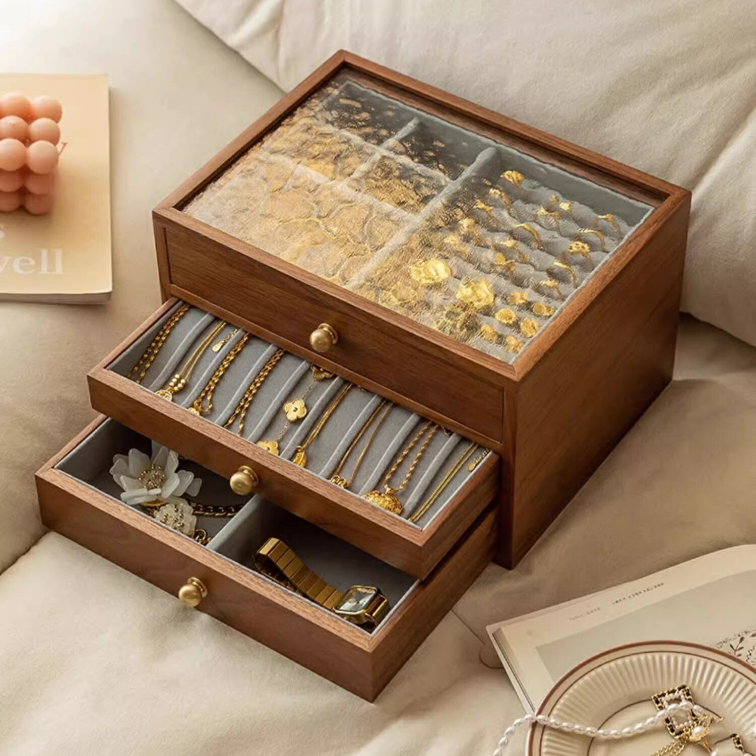 ね*し様 ジュエリーボックス 木製 アクセサリーケース ウッド
