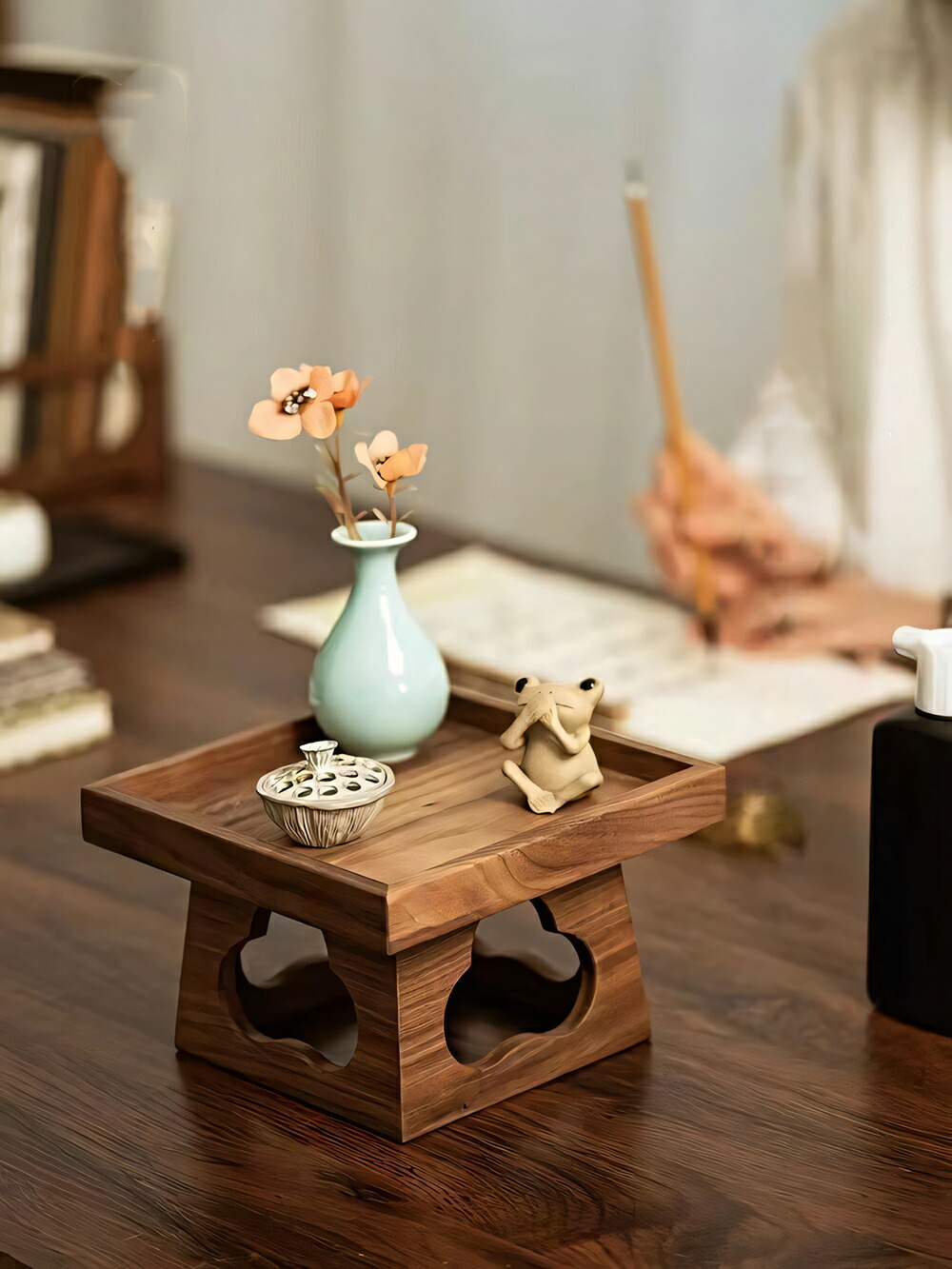 楽天市場】IwaiLoft 高台 木のトレー トレイ 正方形 角型 木台 ティー