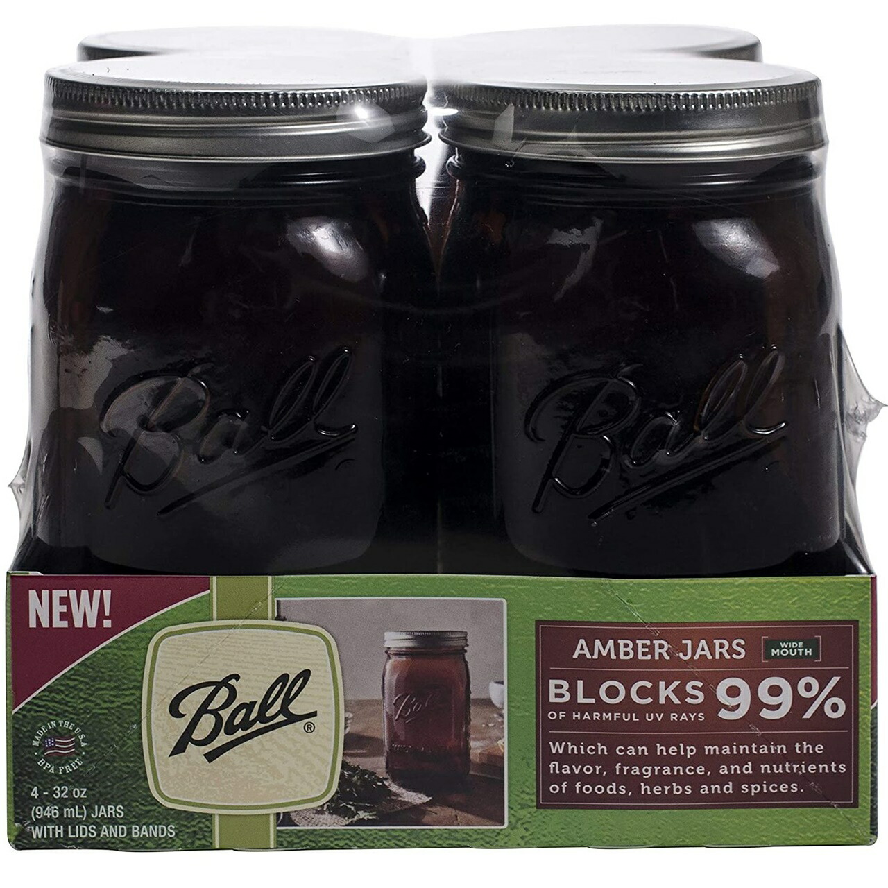 楽天市場】ボール ビンテージ メイソンジャー 32oz アンバー 【ワイド