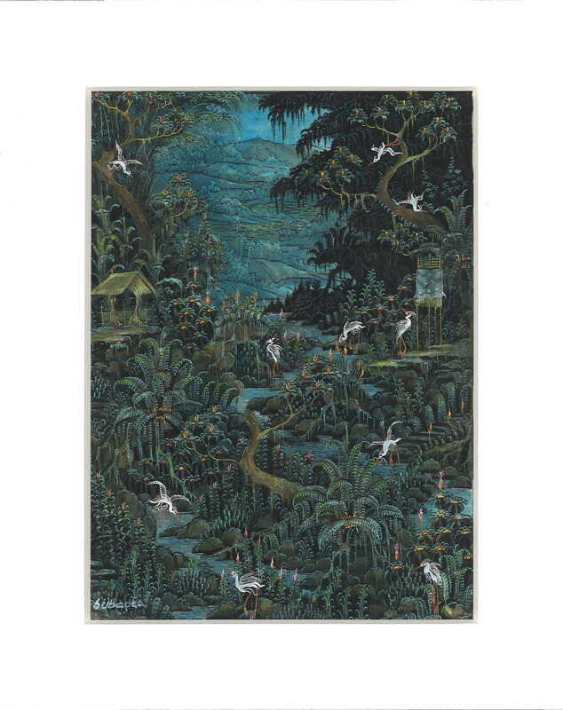 楽天市場】バリ細密画 深い森の鷺たち（2） : ふじた屋 あいランドガーデン