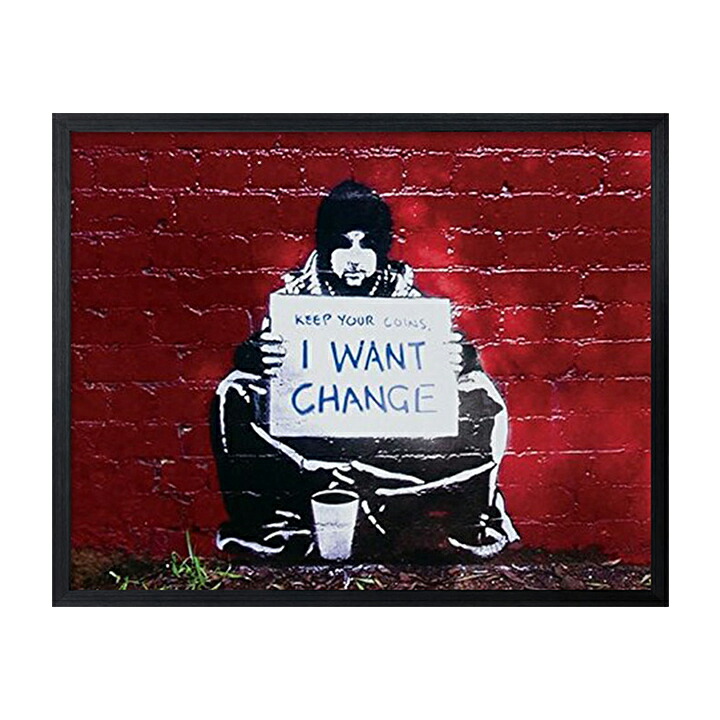 楽天市場】アートパネル Banksy バンクシー I Want Change ?玄関