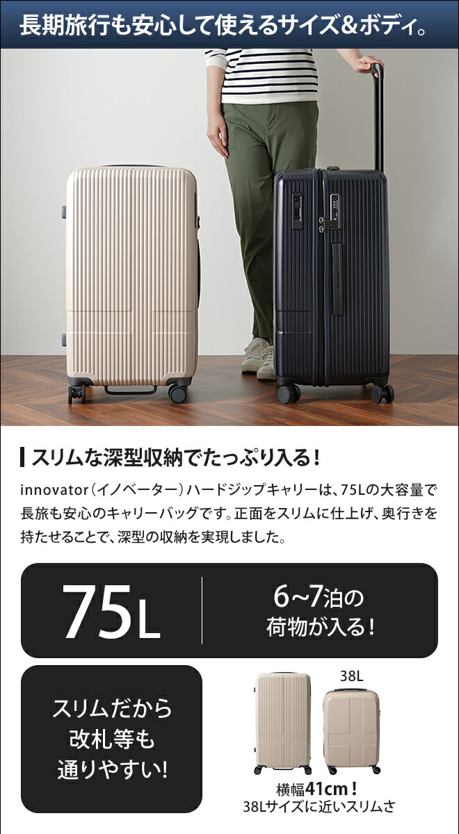 楽天市場】スーツケース ハードジップキャリー innovator イノベーター