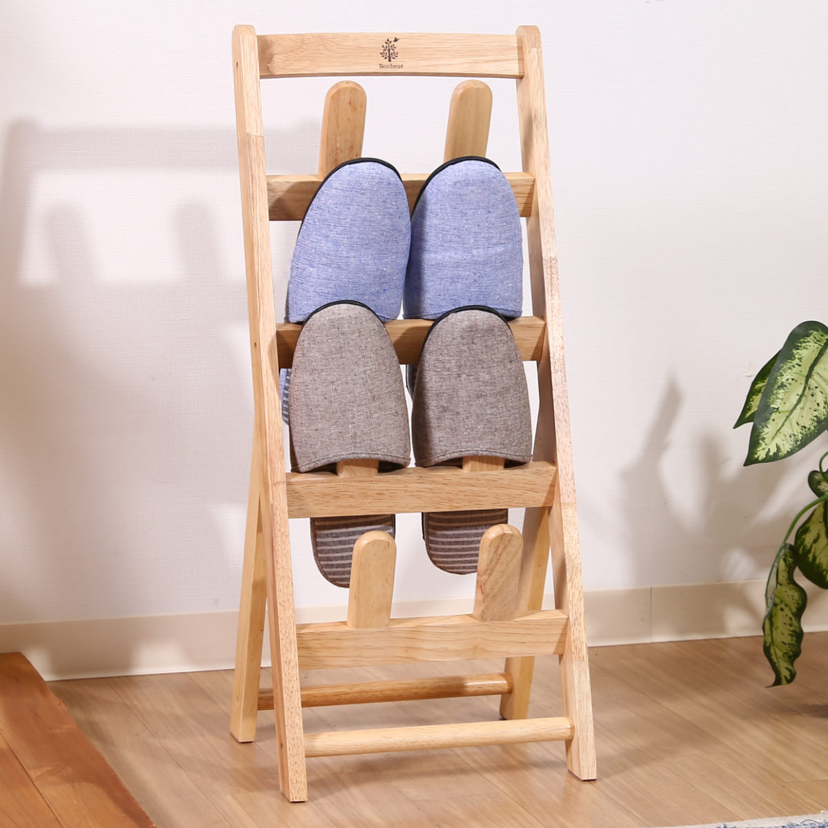 楽天市場】スリッパラック 4足分 ボヌール 木製 （ スリッパ スリッパ