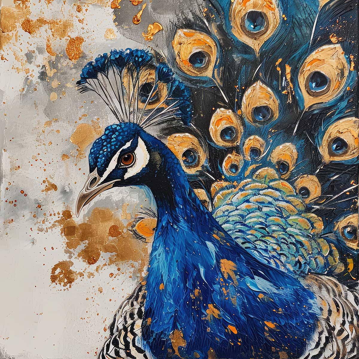 楽天市場】縁起物 孔雀 クジャク 正方形ポスター 豪華 絵画風 掛け軸風