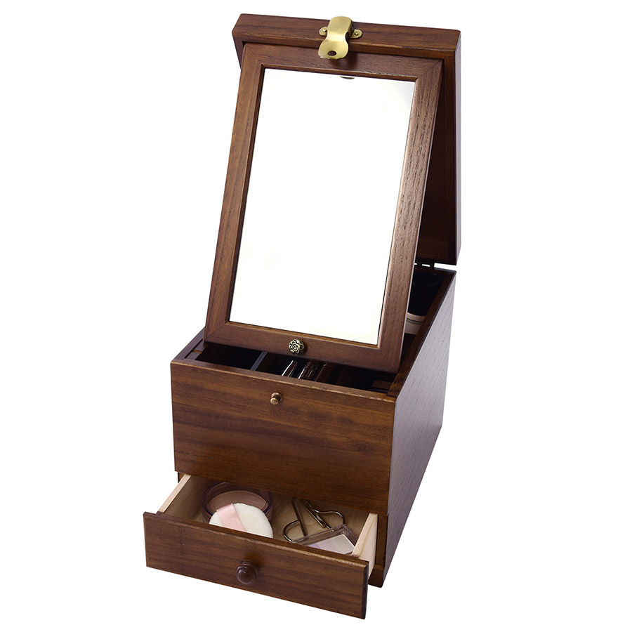楽天市場】楽天1位 日本製 メイクボックス 木製化粧箱 ミラー付 大容量