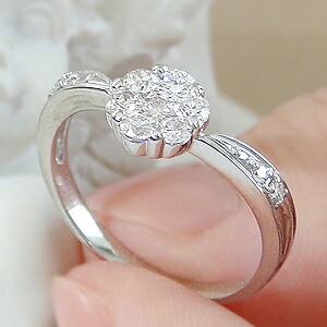 楽天市場】Pt900/K18YG/K18PG 【0.55ct】Vライン フラワー