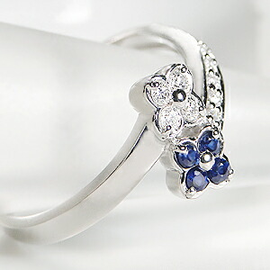 楽天市場】Pt900 ブルーサファイア ダイヤモンド フラワー リング指輪