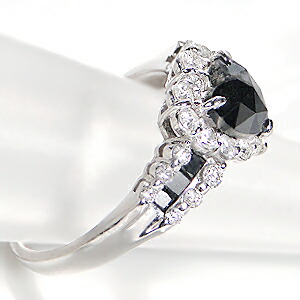 楽天市場】Pt900 ブラックダイヤ ＆ ダイヤモンド リングハートリング