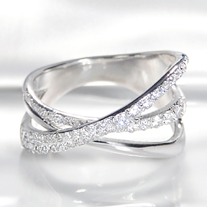 楽天市場】K18WG【0.70ctUP】ダイヤモンド クロス リング【送料無料