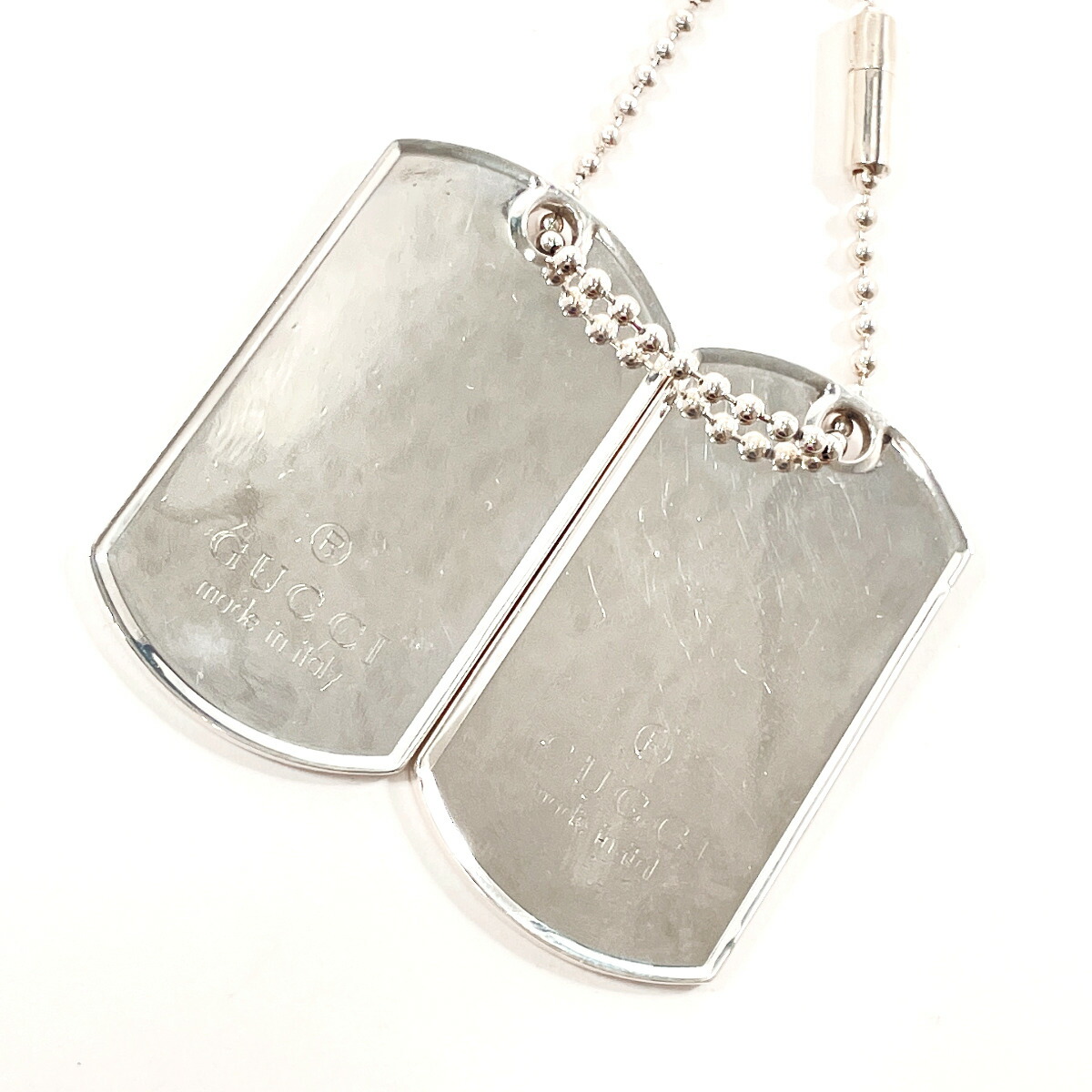 楽天市場】GUCCI グッチ ドッグタグ ダブルプレート ボールチェーン