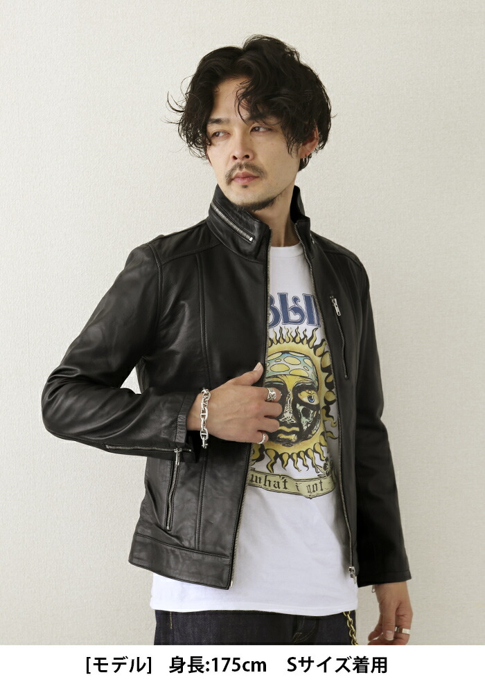 楽天市場】【3/11まで！50％オフ】レザージャケット スタンドカラー