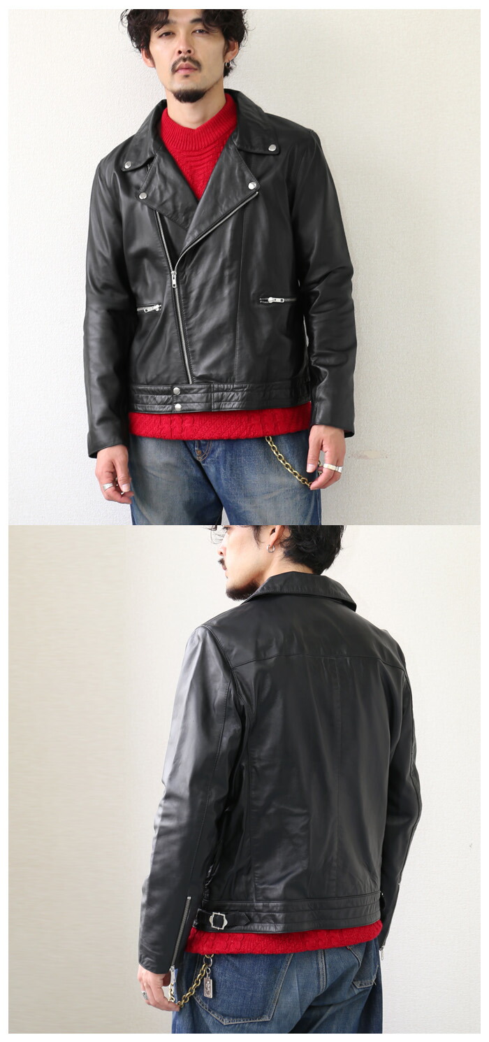 楽天市場】【3/11まで！10％オフ】レザージャケット ライダース ダブル