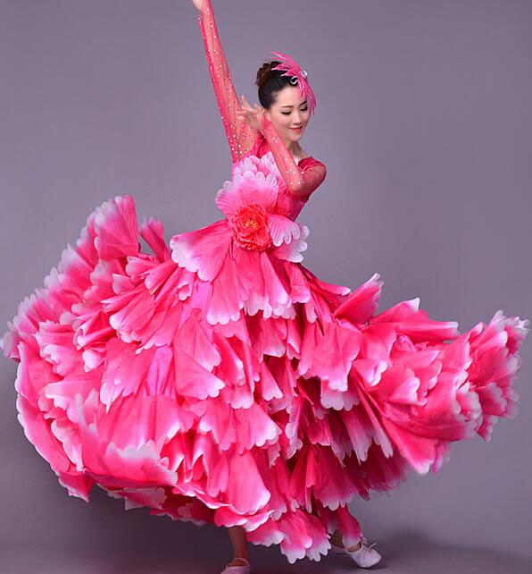 楽天市場】モダンドレス フラメンコ ドレス 5色 長袖 牡丹 花モチーフ