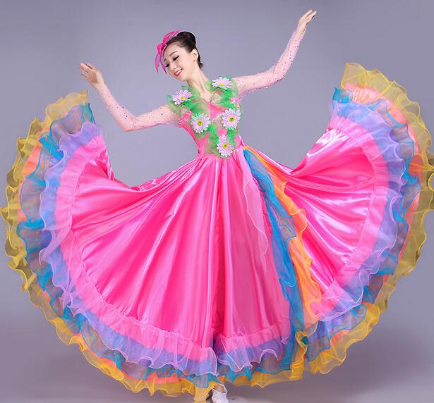 楽天市場】社交ダンス衣装 4色髪飾り付 モダンドレス ロングワンピース