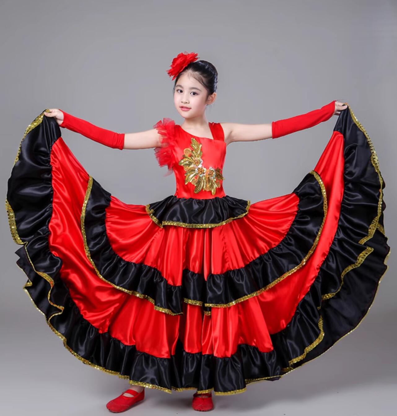楽天市場】女の子 社交ダンス ワンピース フラメンコ ドレス 子供 舞台