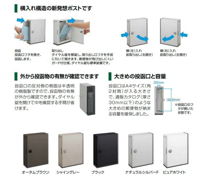 楽天市場】LIXIL エクスポスト アクシィ横型ポスト 横(左)入れ前