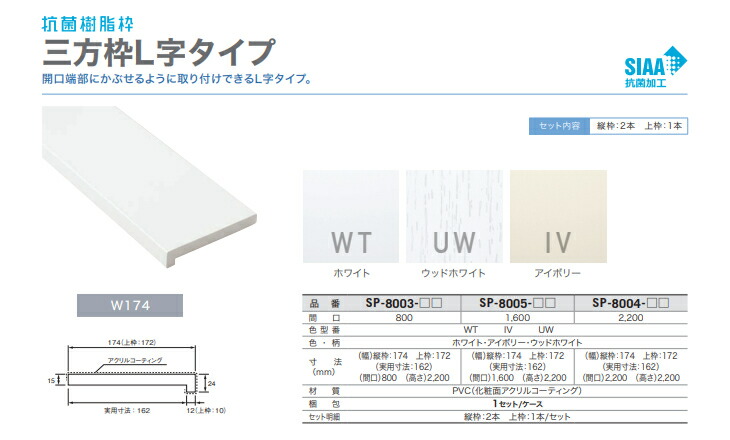 楽天市場】【近畿地方のみ配達可】城東テクノ 抗菌樹脂枠 三方枠L字