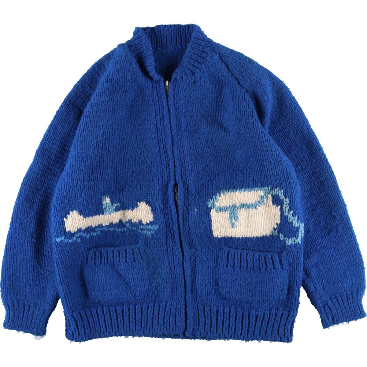 楽天市場】古着 70年代 UNKNOWN 魚柄 総柄 カウチンセーター メンズS