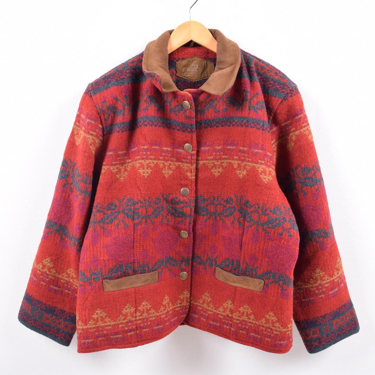 楽天市場】ウールリッチ WOOLRICH ネイティブ柄 レザー襟 ウール