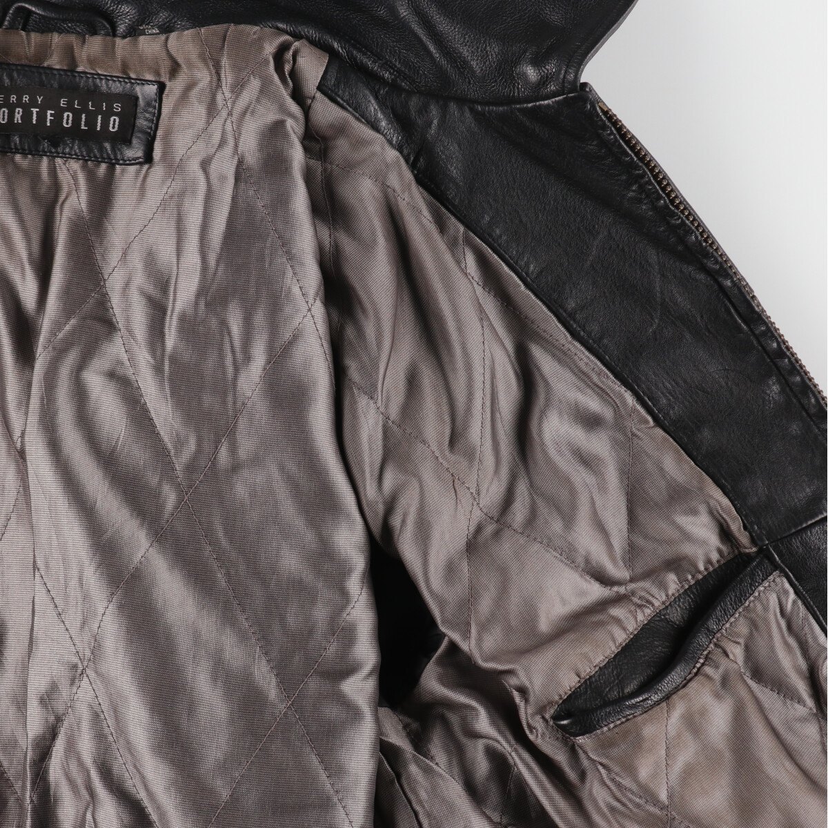 楽天市場】古着 ペリーエリス PERRY ELLIS PORTFOLIO レザーブルゾン