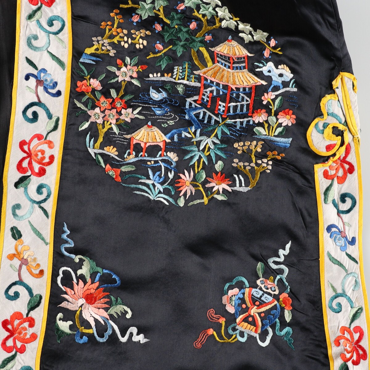 楽天市場】古着 刺繍 マンダリンガウン チャイナガウン レディースL