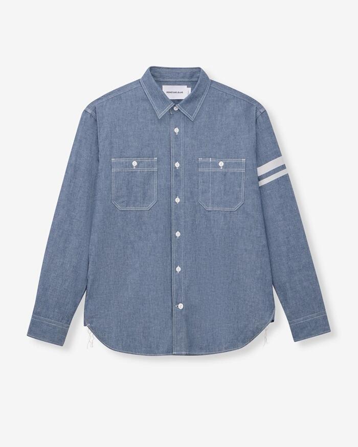 楽天市場】桃太郎ジーンズ 長袖 シャンブレー ワークシャツ 1000円