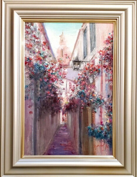 楽天市場】絵画 「鐘の鳴る小路」 油彩画 油絵 原画 風景画 P6