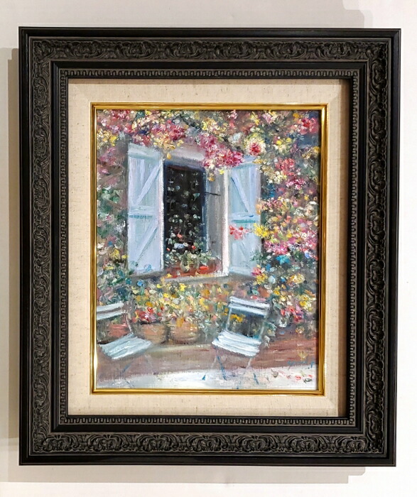 油絵 菅家令子 絵 絵画 インテリア 額付(銀) F4-091216 花 油絵 菅家