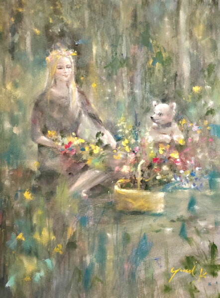 楽天市場】絵画 原画 「Mielikki〜森の女神」 水彩/パステル F4