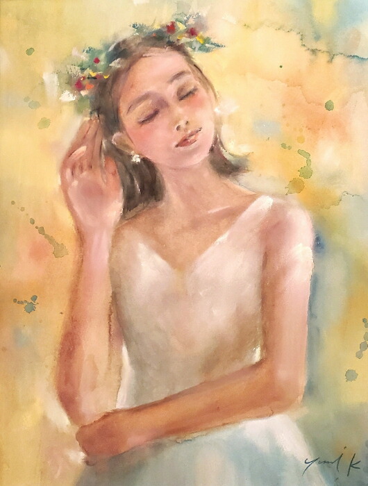 楽天市場】絵画 原画 「Muse〜芸術の女神」 水彩/パステル F6 ゴールド